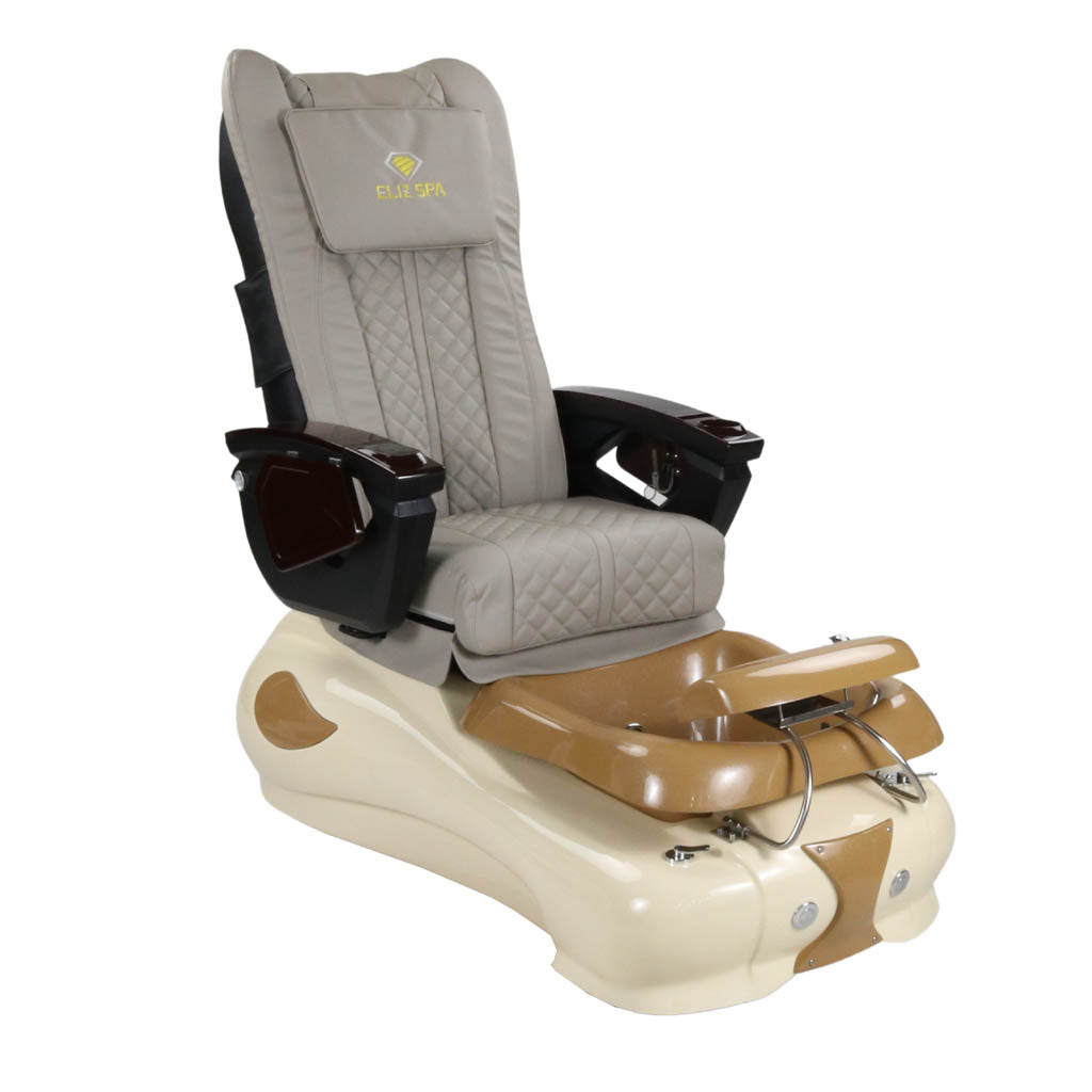 Pedicure Spa Chair - Expresso #2 Wood | Light Grey | Cream Pedicure Chair