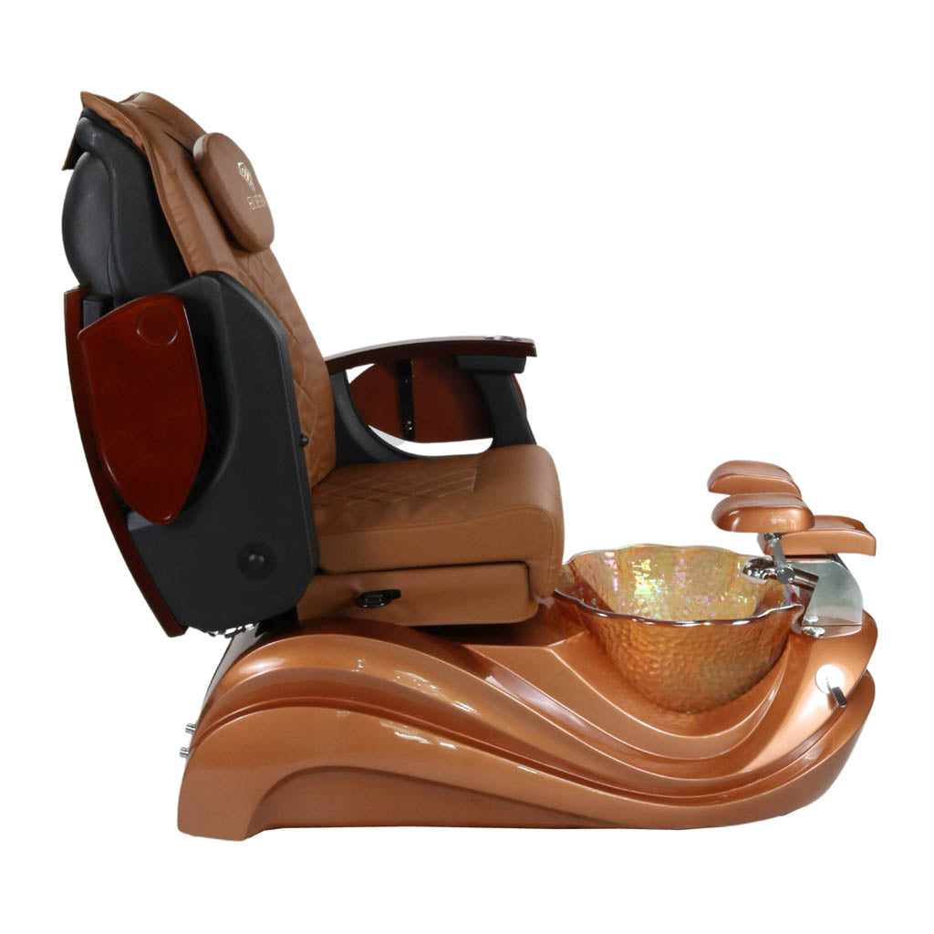 Pedicure Spa Chair - Phoenix Wood | Cappuccino | Gold Pedicure Chair