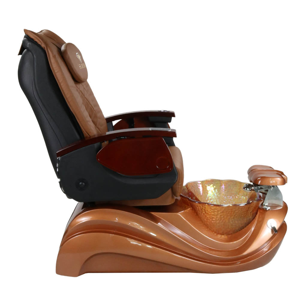 Pedicure Spa Chair - Phoenix Wood | Cappuccino | Gold Pedicure Chair