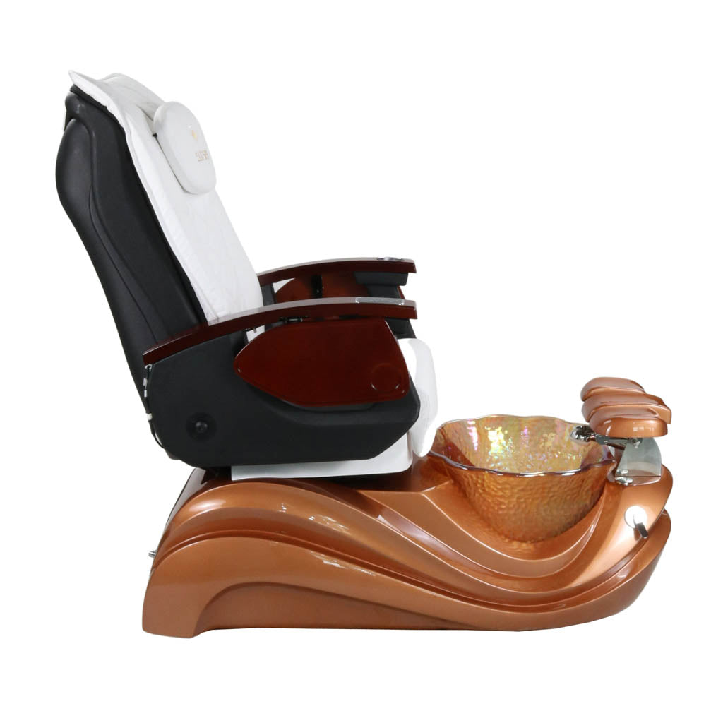 Pedicure Spa Chair - Phoenix Wood | White | Gold Pedicure Chair