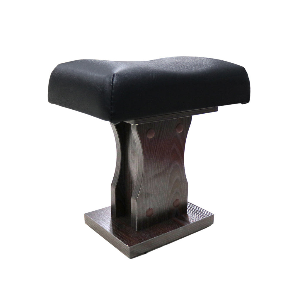 Foot Stand - Black Leather Wooden Diamond Nail Supplies