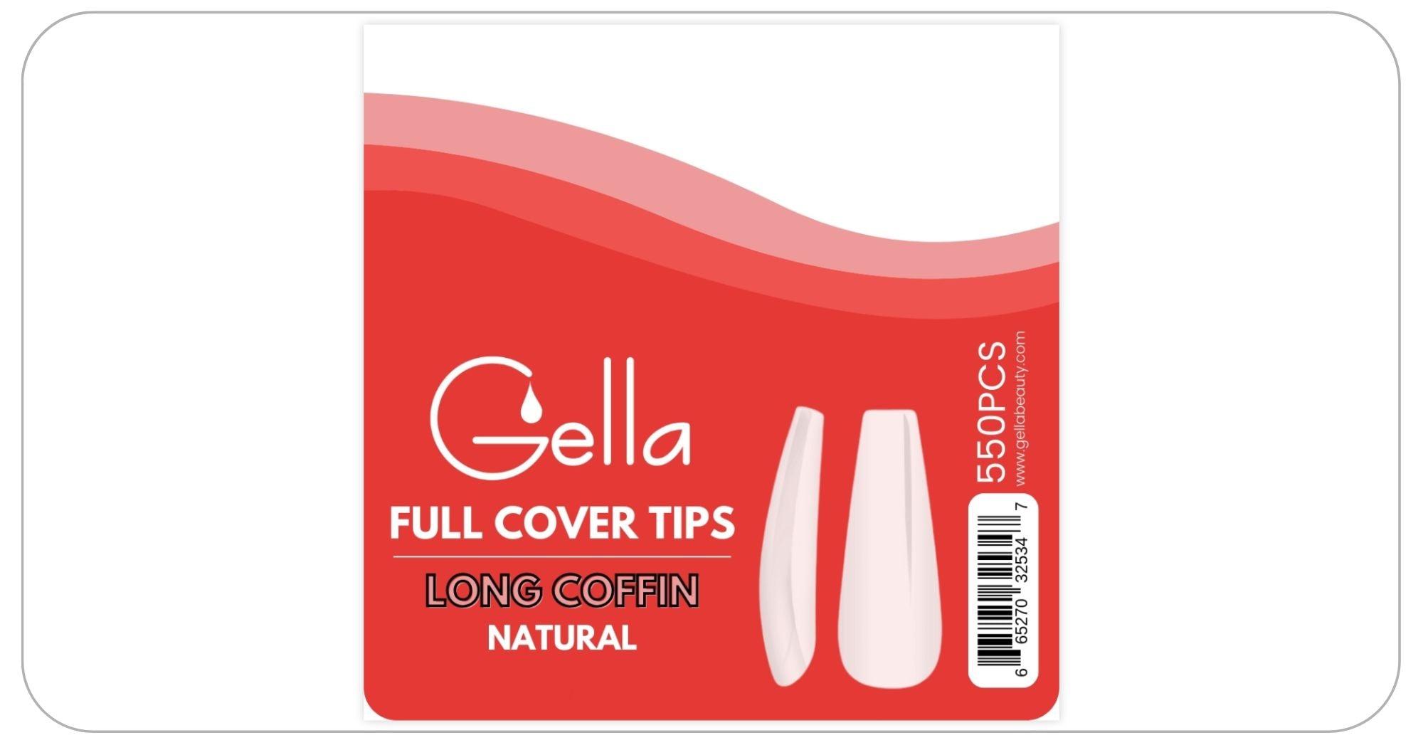 Full Cover Tips - Long Coffin Natural