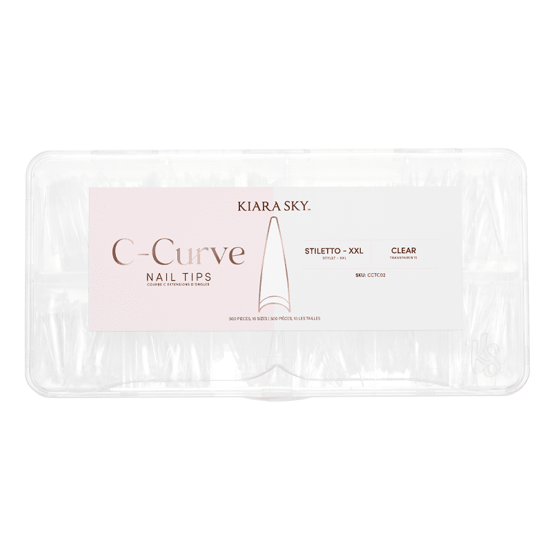 C-Curve Tip - CCTC02 XXL Stiletto Clear 500pc Diamond Nail Supplies