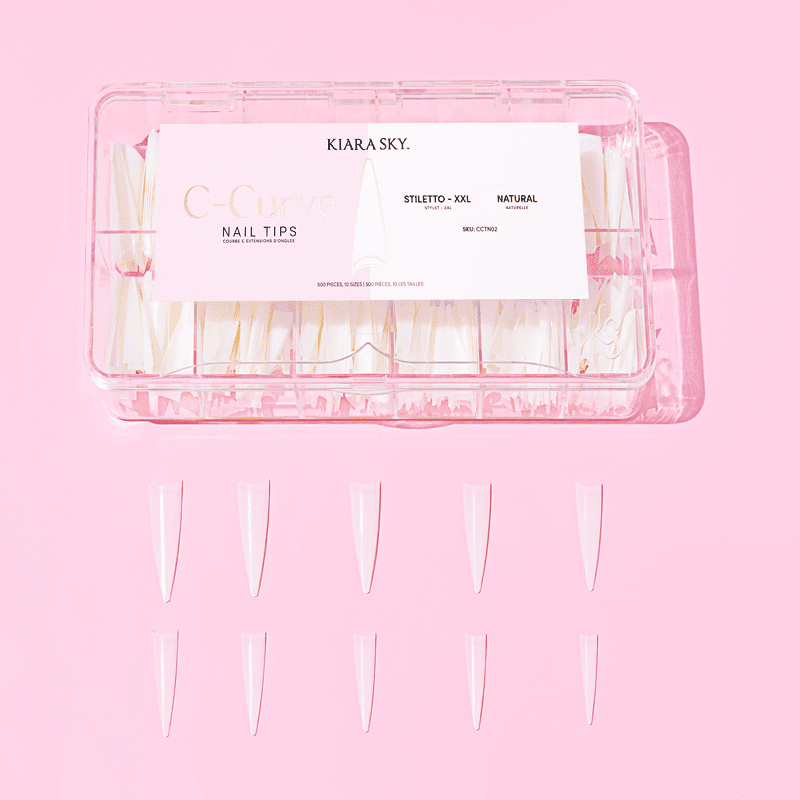 C-Curve Tip - CCTC02 XXL Stiletto Natural 500pc Diamond Nail Supplies