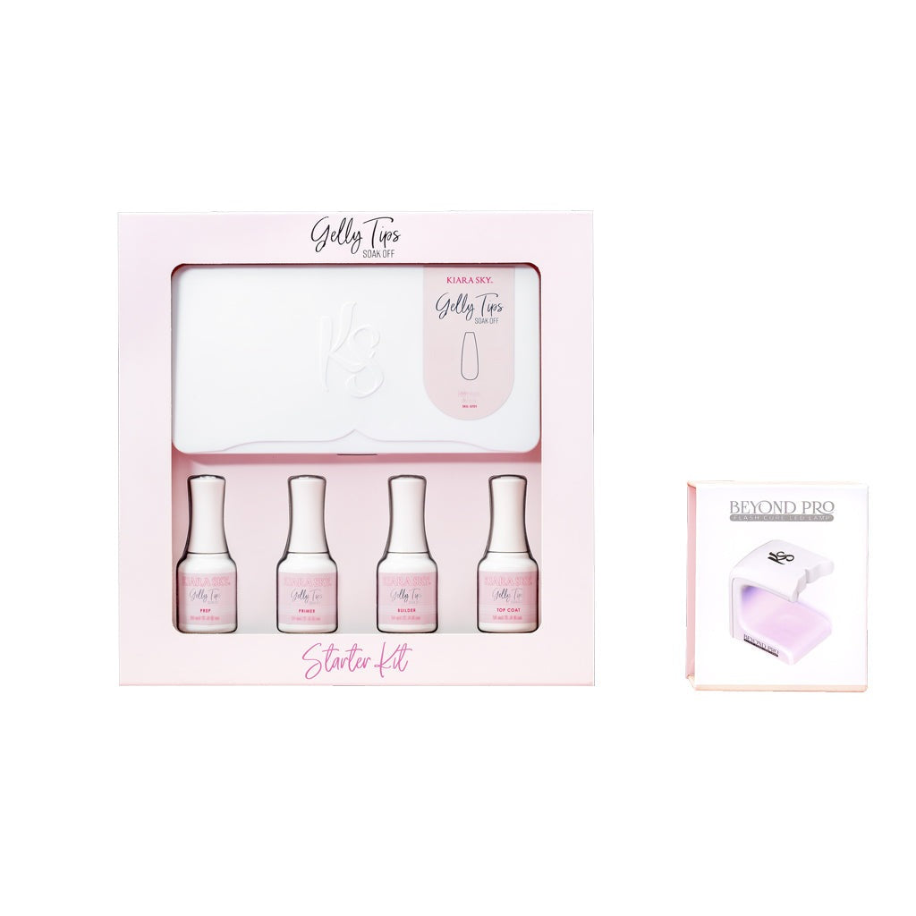 Gelly Tip Kit - GK08 Short Almond + Flash Cure Lamp Extension Tip Kit