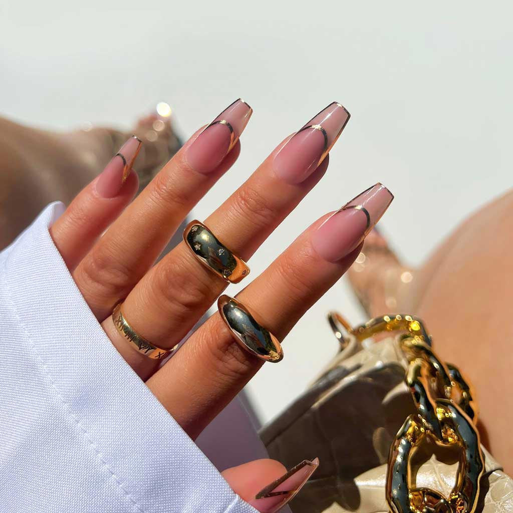 xPress Pro Press-On Nail Tips - XPCM06 Gilded Gold Diamond Nail Supplies