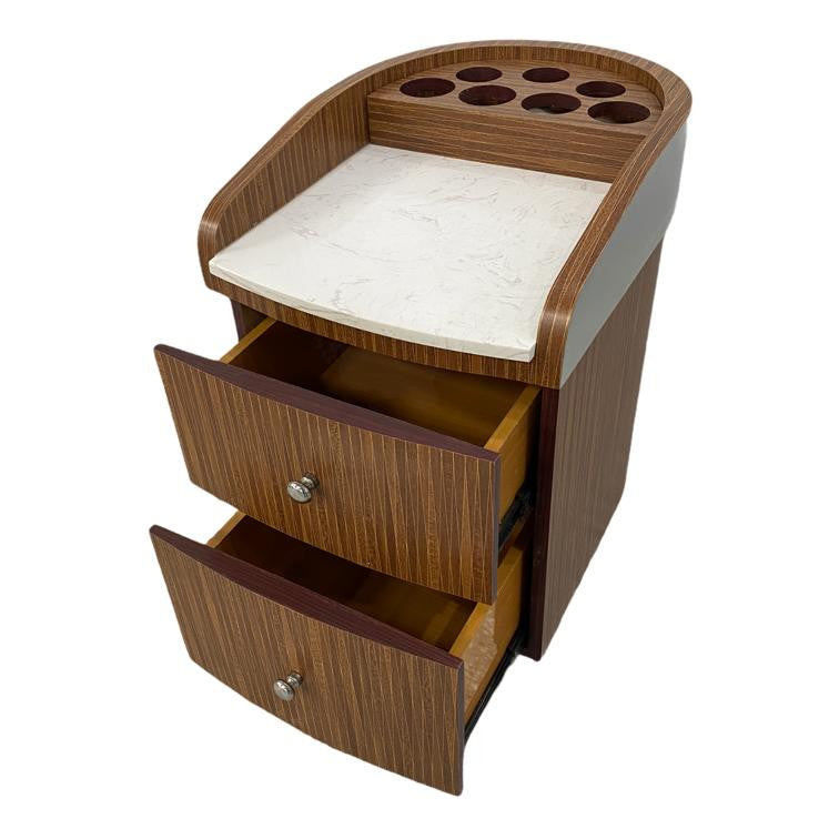 Pedicure Trolley Brown with White Marble Top Diamond Nail Supplies
