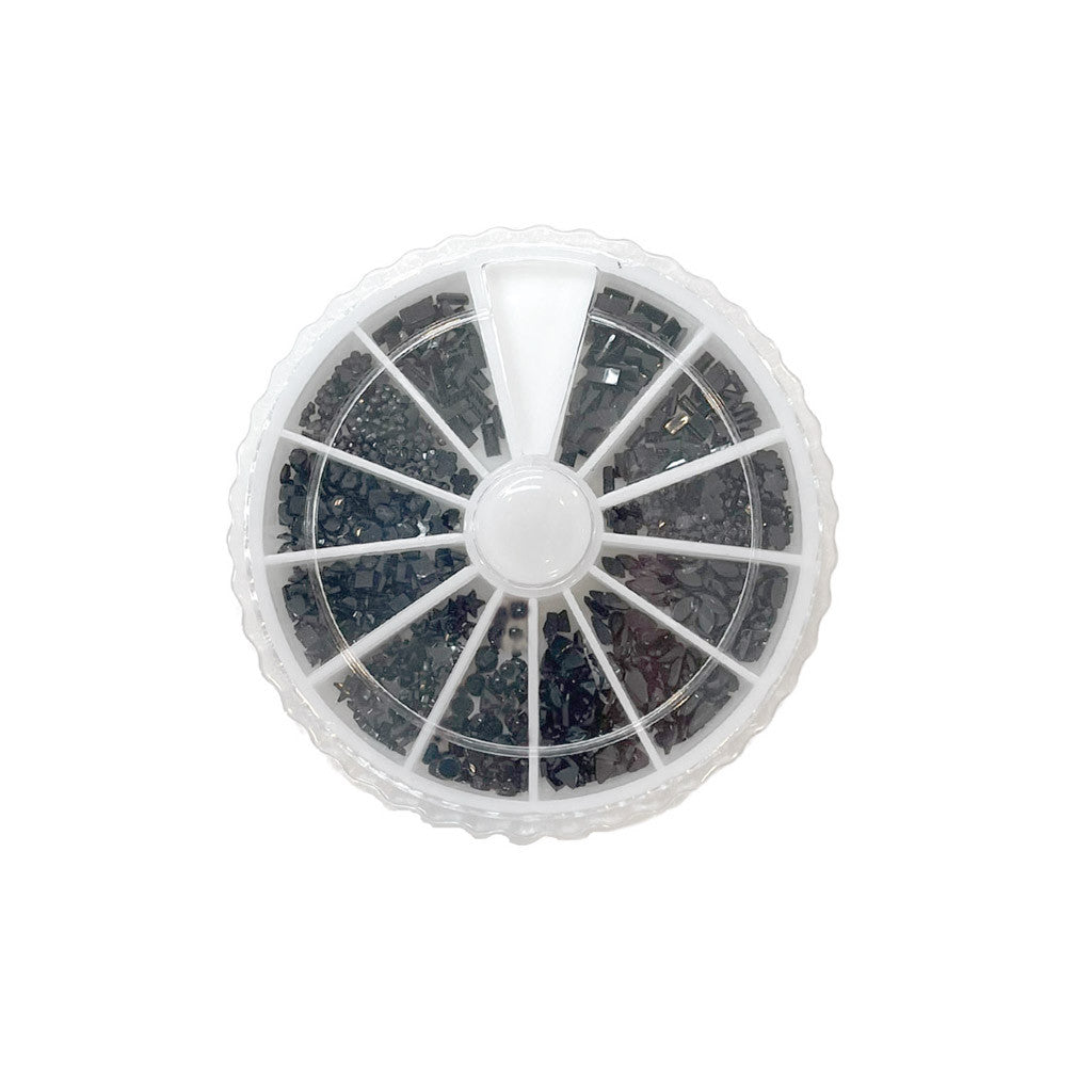 Small Spin Wheel Black Assorted Shapes Diamond Nail Supplies