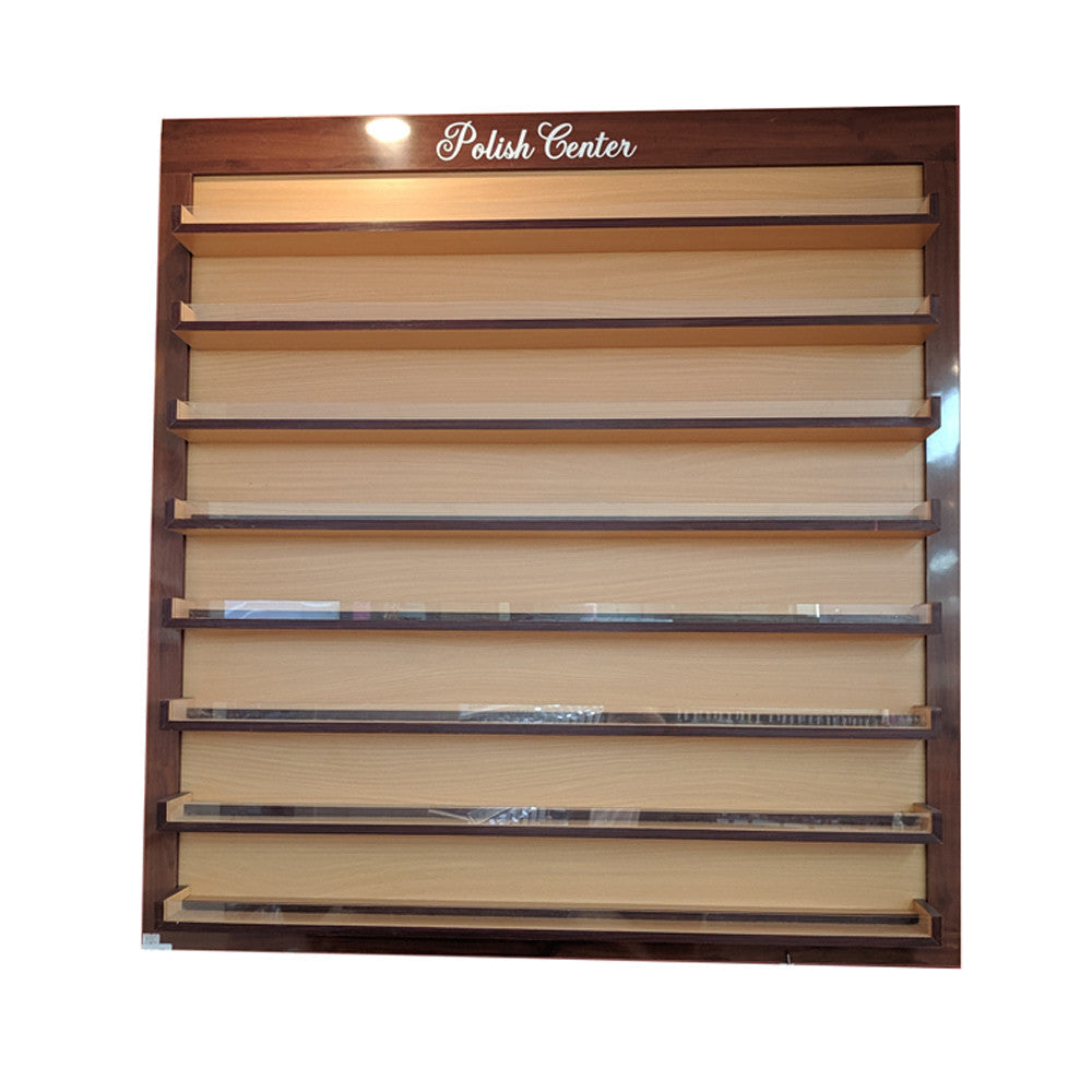 Dip & Polish Wall Display 2 Tier Dark Wood Diamond Nail Supplies