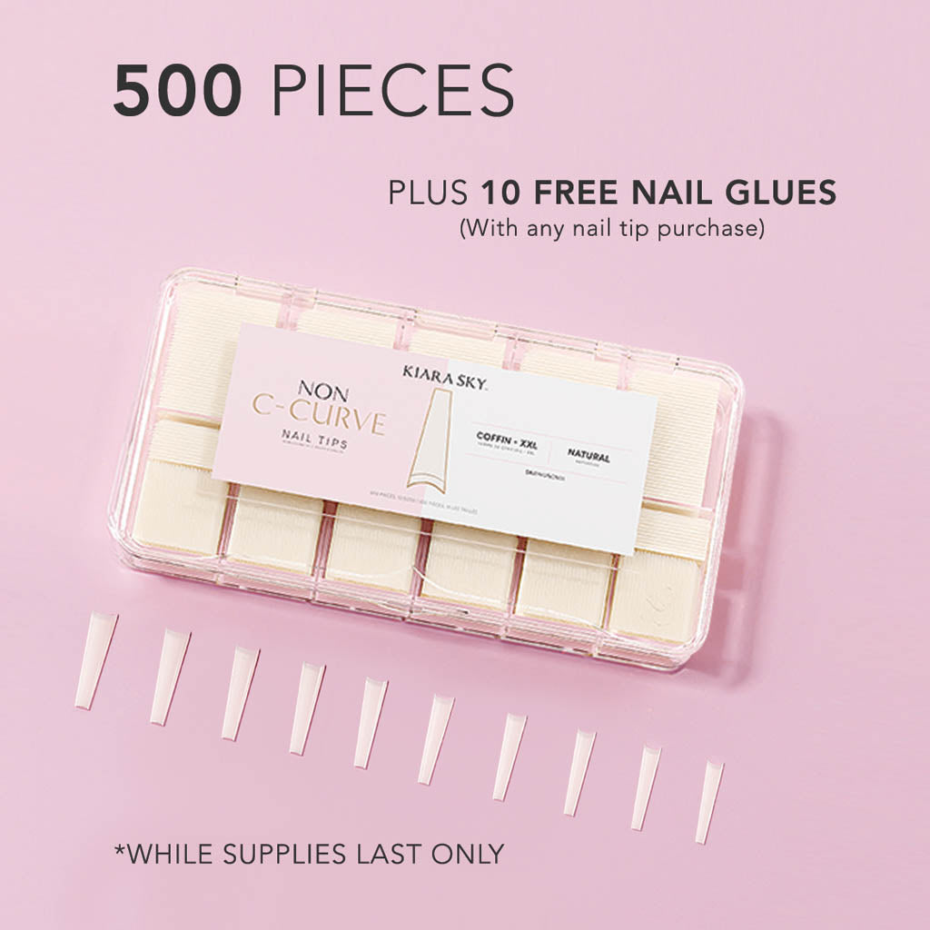 Non C-Curve Tip - NONCN01 XXL Coffin Natural 500pc