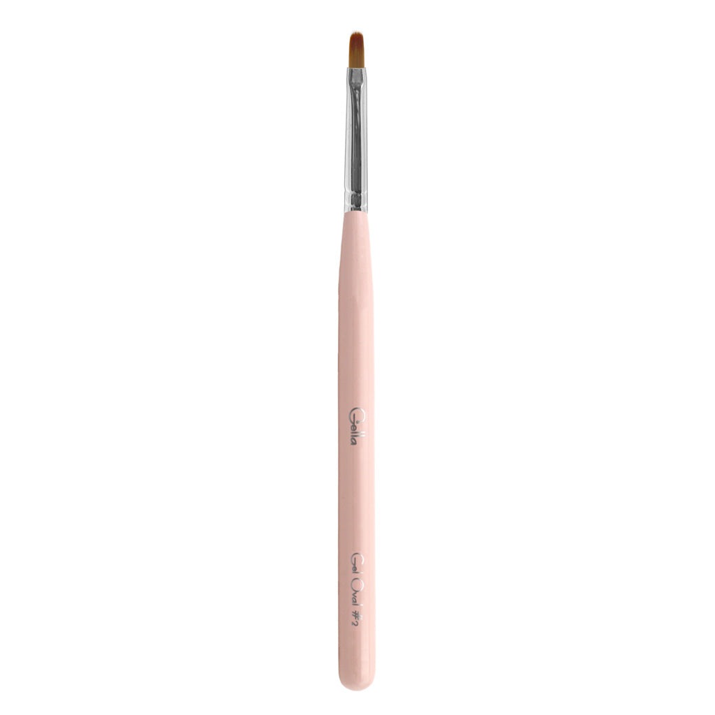Pink Wooden Brush Nylon Bristles - Gel Oval #2