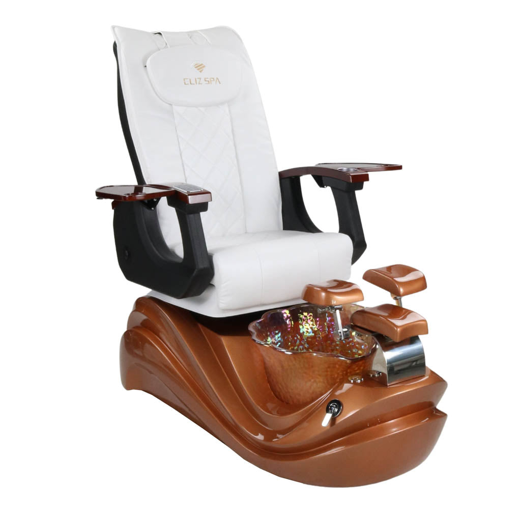 Pedicure Spa Chair - Phoenix Wood | White | Gold Pedicure Chair