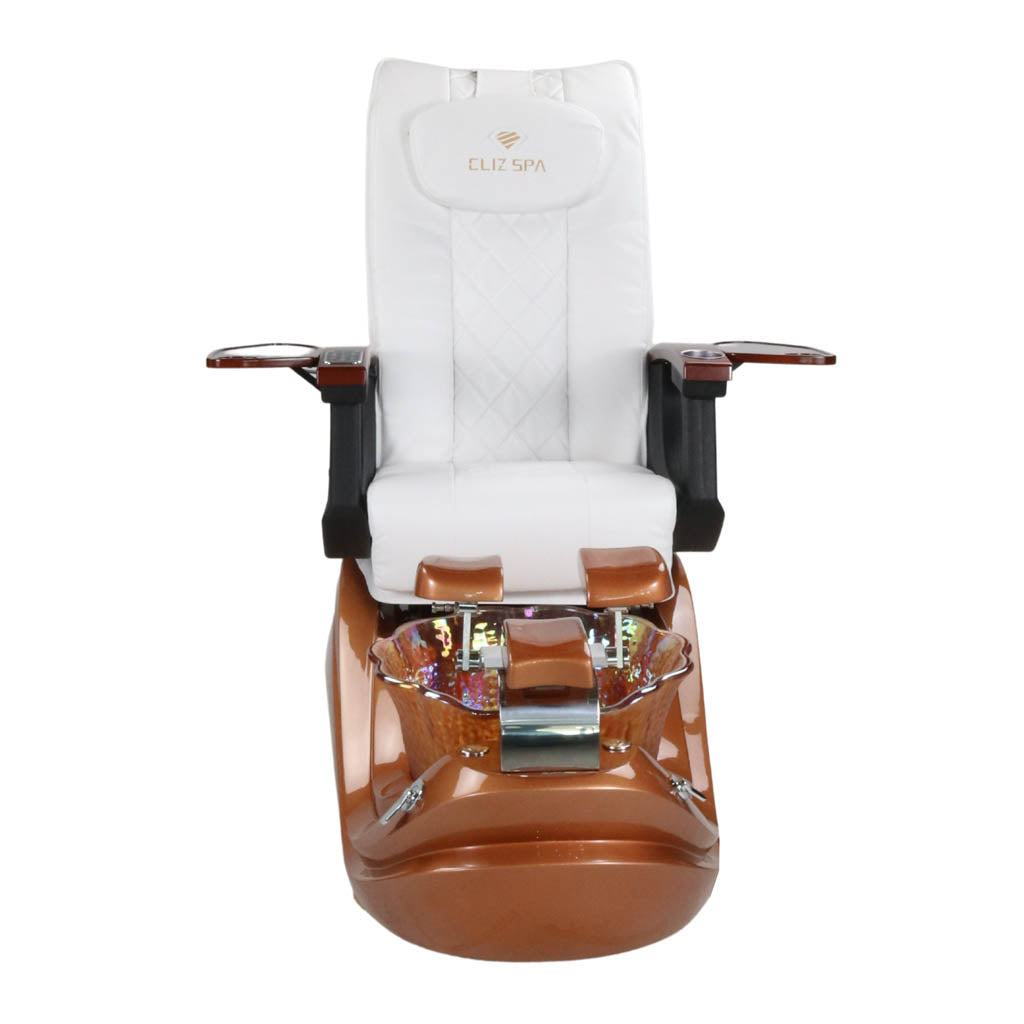 Pedicure Spa Chair - Phoenix Wood | White | Gold Pedicure Chair