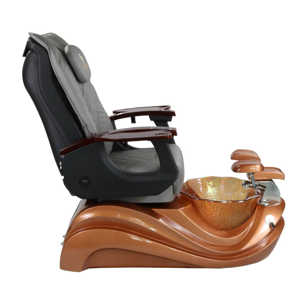 Pedicure Spa Chair - Phoenix Wood | Grey | Gold Pedicure Chair