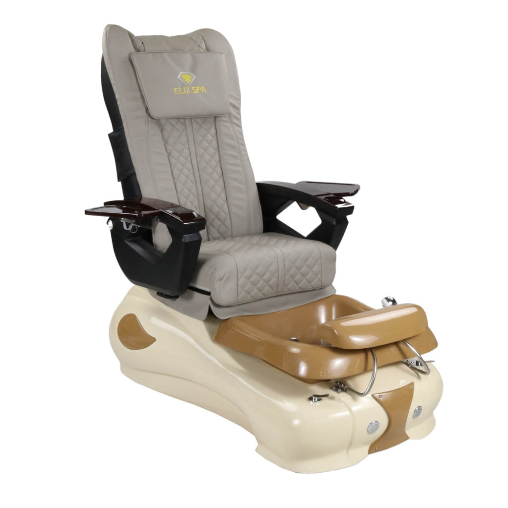 Pedicure Spa Chair - Expresso #2 Wood | Light Grey | Cream Pedicure Chair