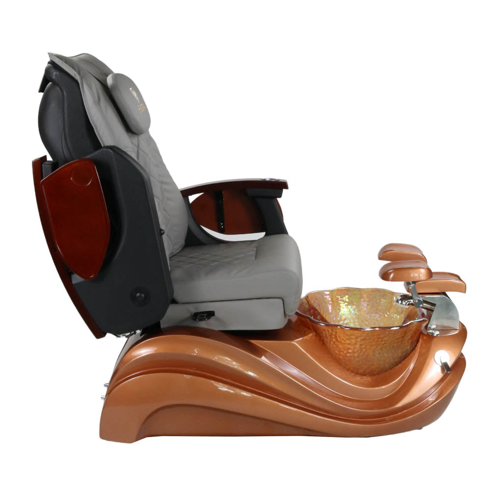 Pedicure Spa Chair - Phoenix Wood | Grey | Gold Pedicure Chair