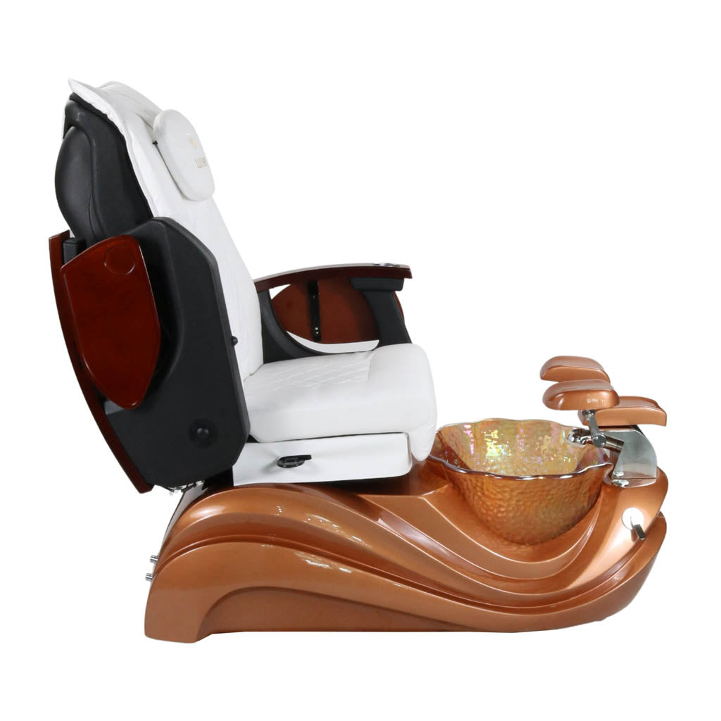 Pedicure Spa Chair - Phoenix Wood | White | Gold Pedicure Chair