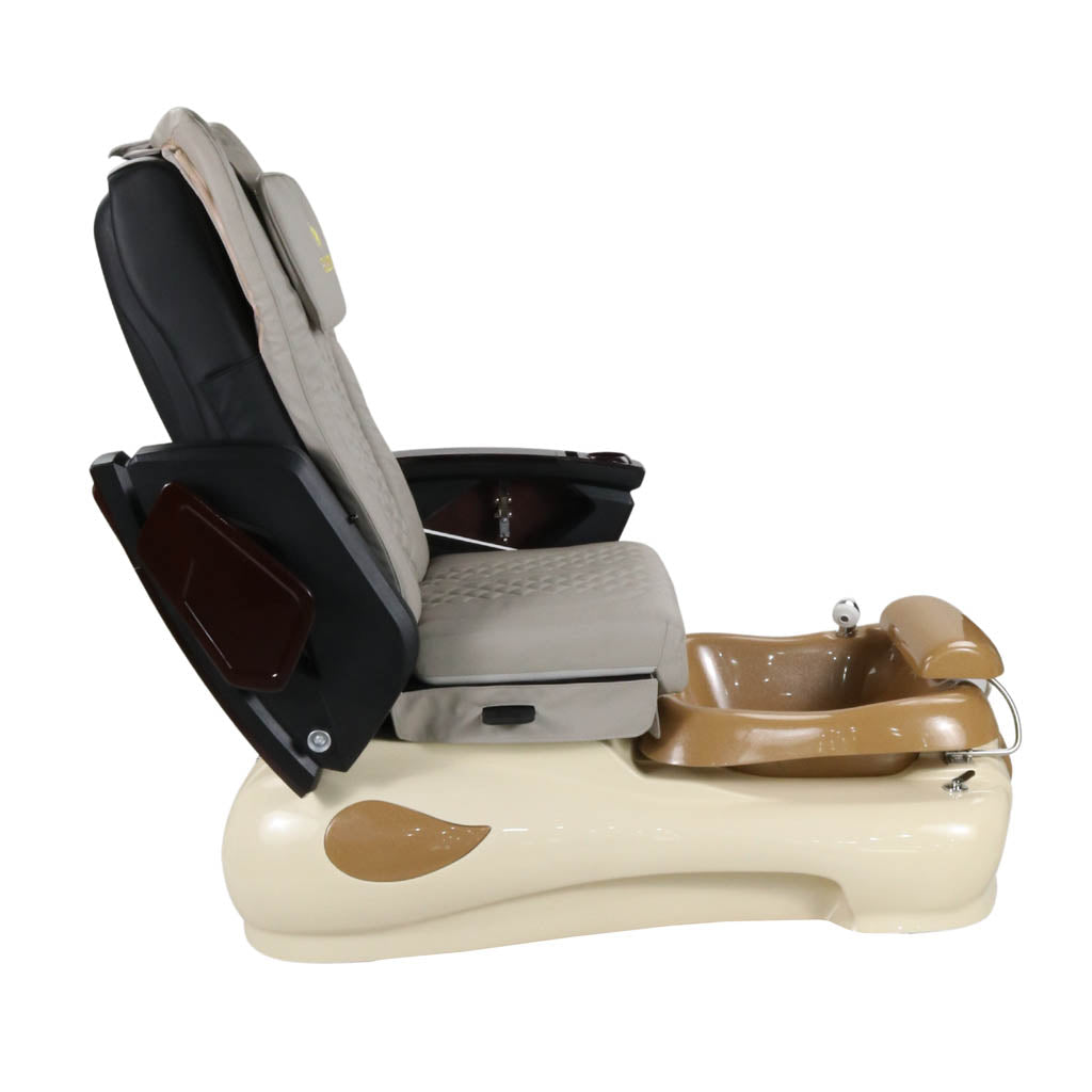 Pedicure Spa Chair - Expresso #2 Wood | Light Grey | Cream Pedicure Chair