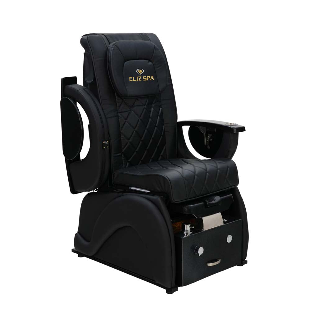 Pedicure Spa Chair - Omega Retractable Black | Black | Black Pedicure Chair