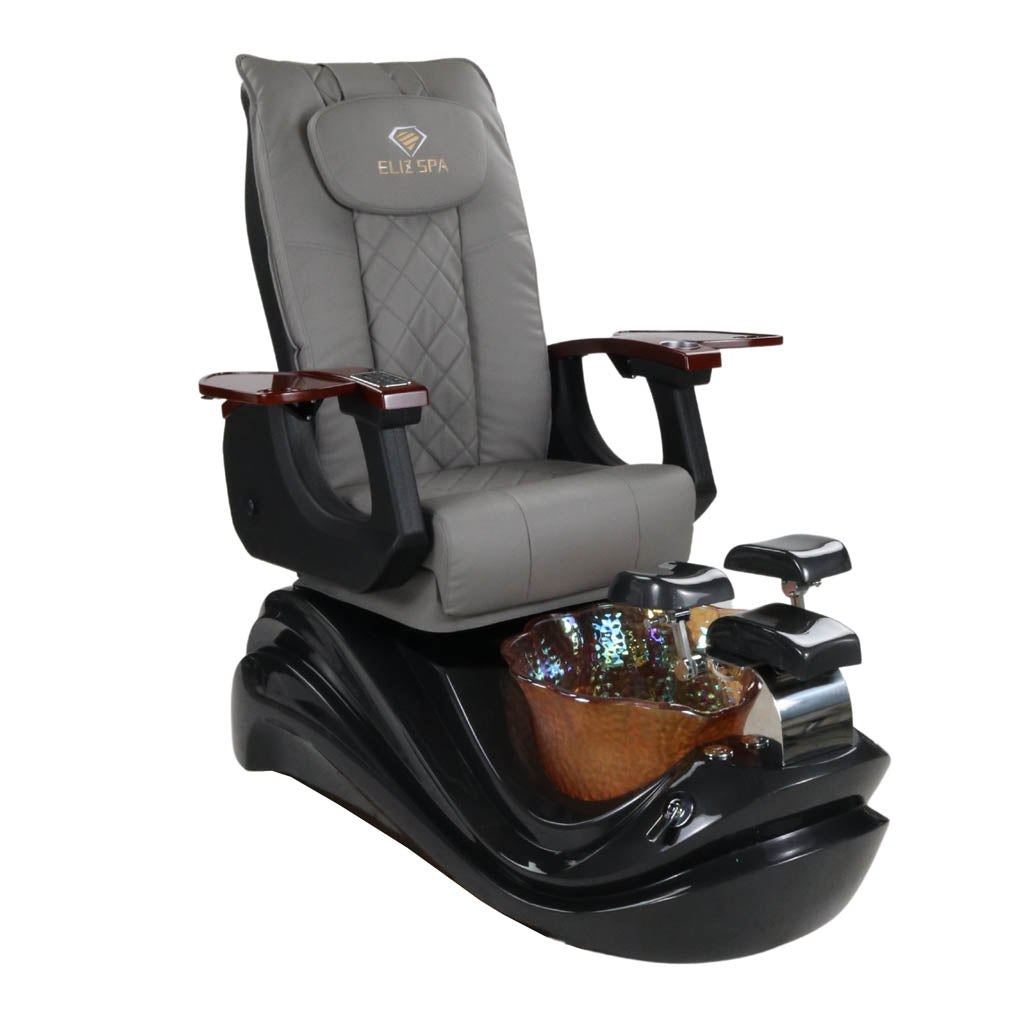Pedicure Spa Chair - Phoenix Wood | Grey | Black Pedicure Chair
