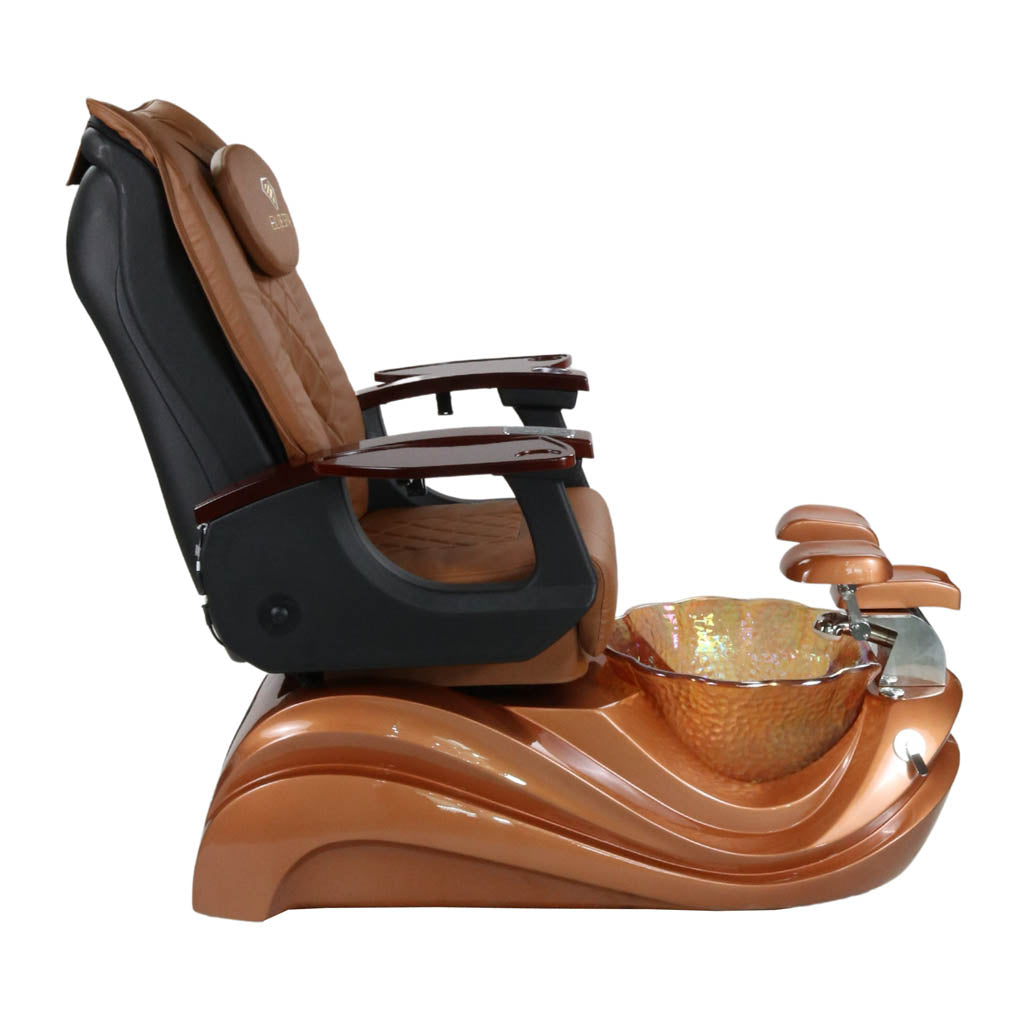 Pedicure Spa Chair - Phoenix Wood | Cappuccino | Gold Pedicure Chair