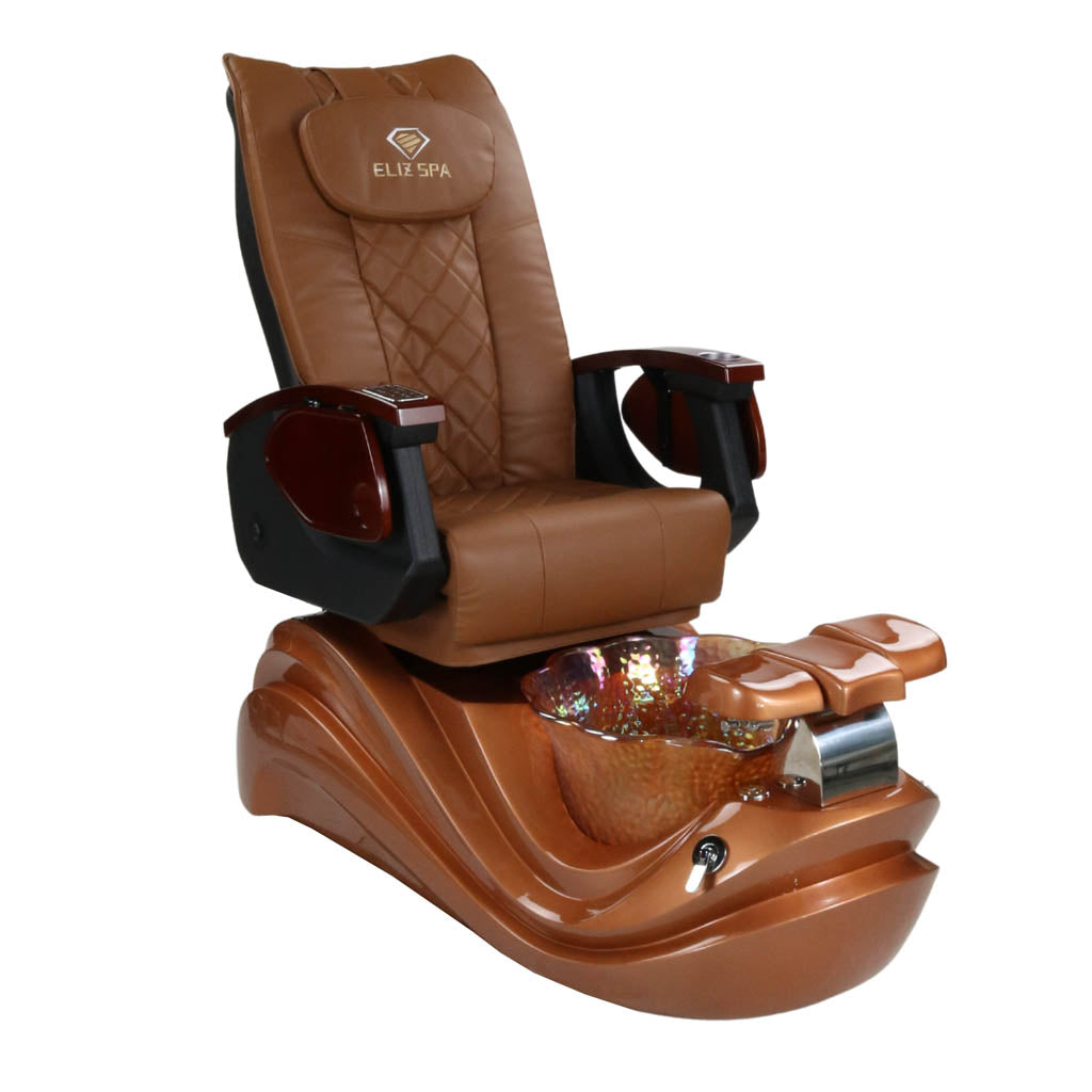 Pedicure Spa Chair - Phoenix Wood | Cappuccino | Gold Pedicure Chair