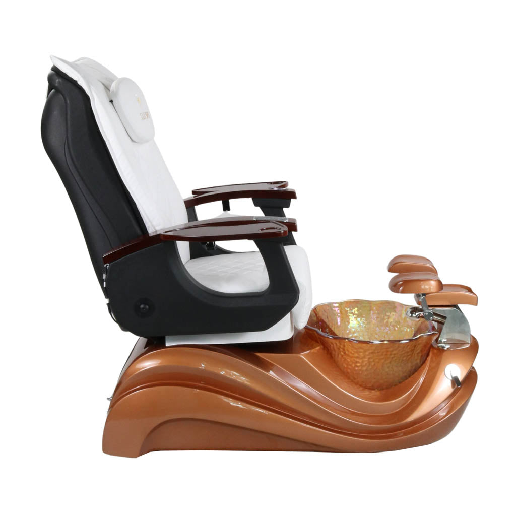 Pedicure Spa Chair - Phoenix Wood | White | Gold Pedicure Chair