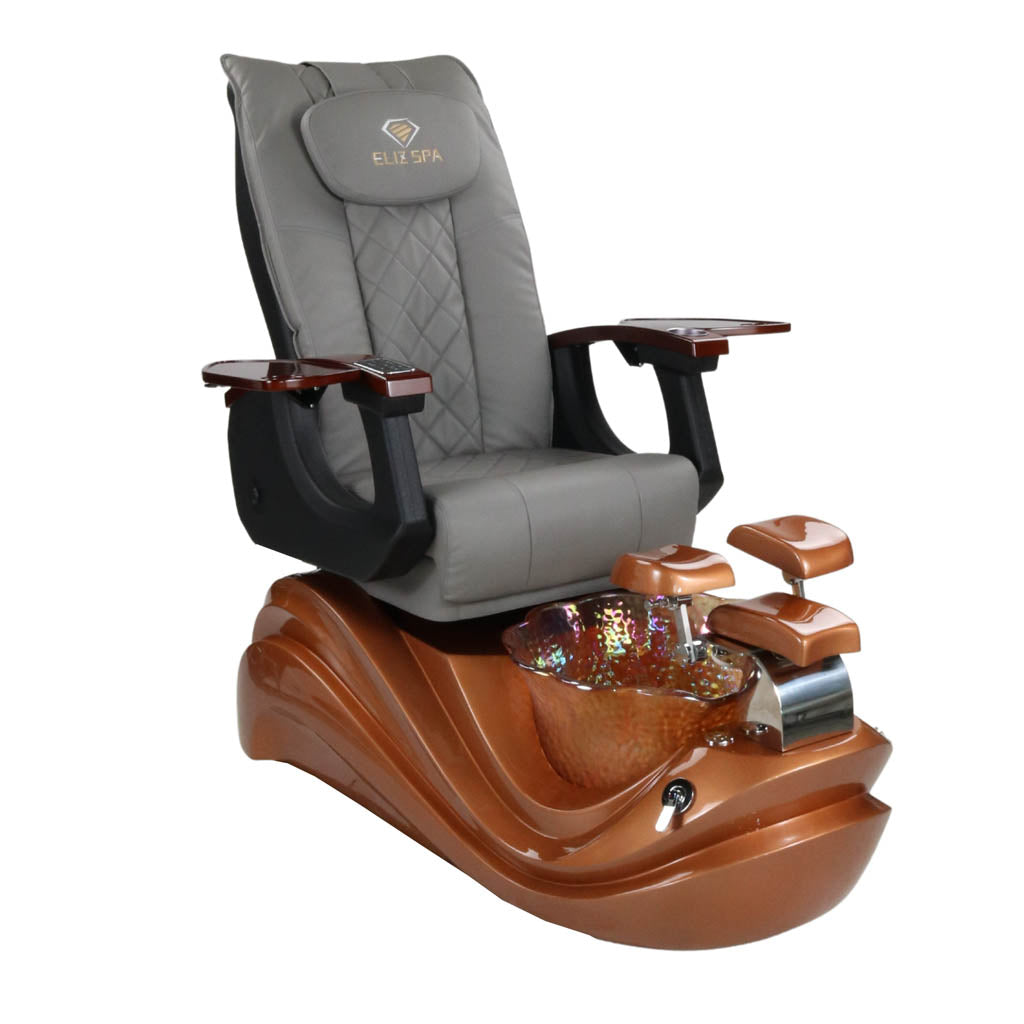 Pedicure Spa Chair - Phoenix Wood | Grey | Gold Pedicure Chair