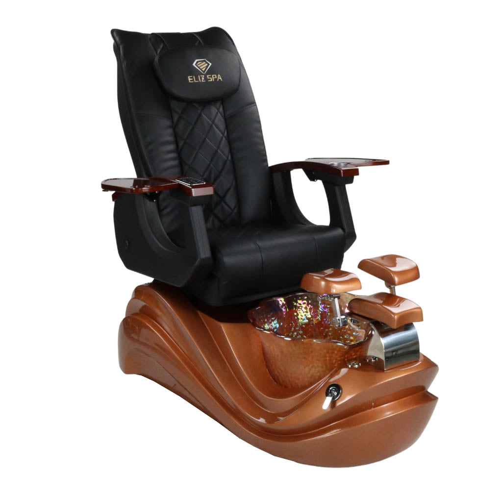 Pedicure Spa Chair - Phoenix Wood | Black | Gold Pedicure Chair