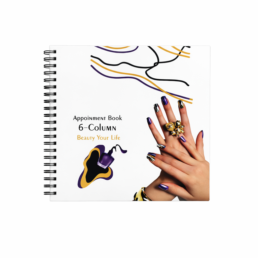 Appointment Book 6 Column Purple & Yellow