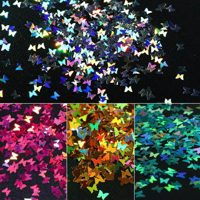 Butterfly Holo Glitter Flakes Diamond Nail Supplies