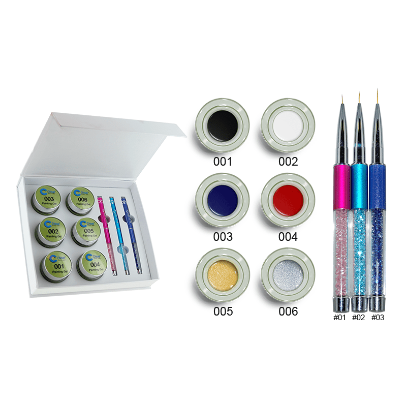 Chisel Painting Gel + 3 Brushes Diamond Nail Supplies