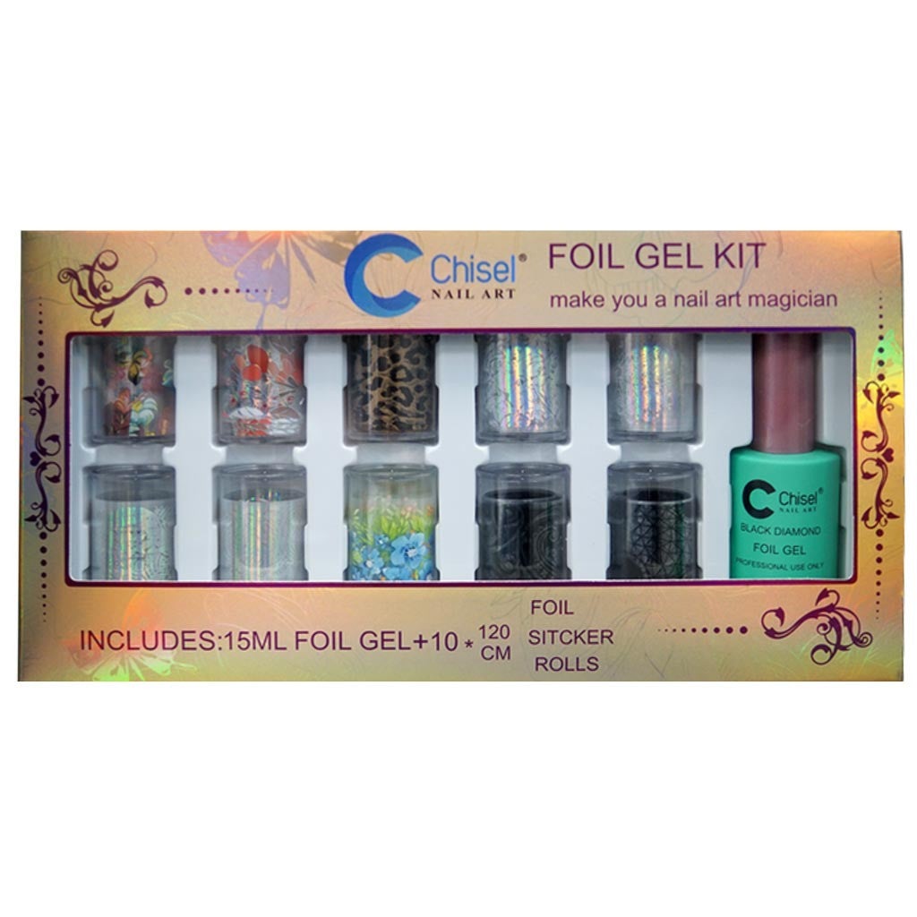 Foil Gel Kit 10x120cm Rolls + 15ml Foil Gel Diamond Nail Supplies