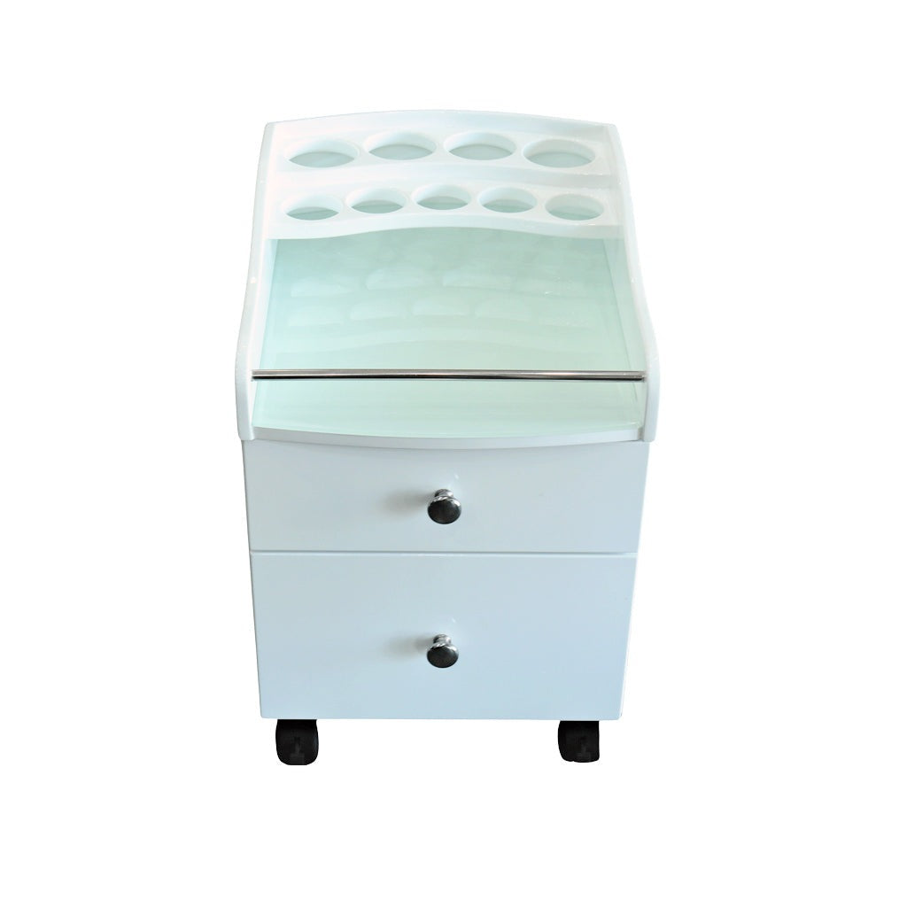 Pedicure Trolley White - AC8S 1 Bar Curved Pedicure Trolley