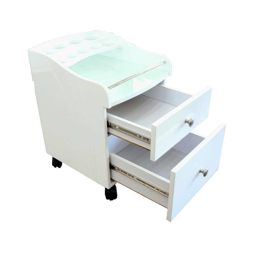 Pedicure Trolley White - AC8S 1 Bar Curved Pedicure Trolley