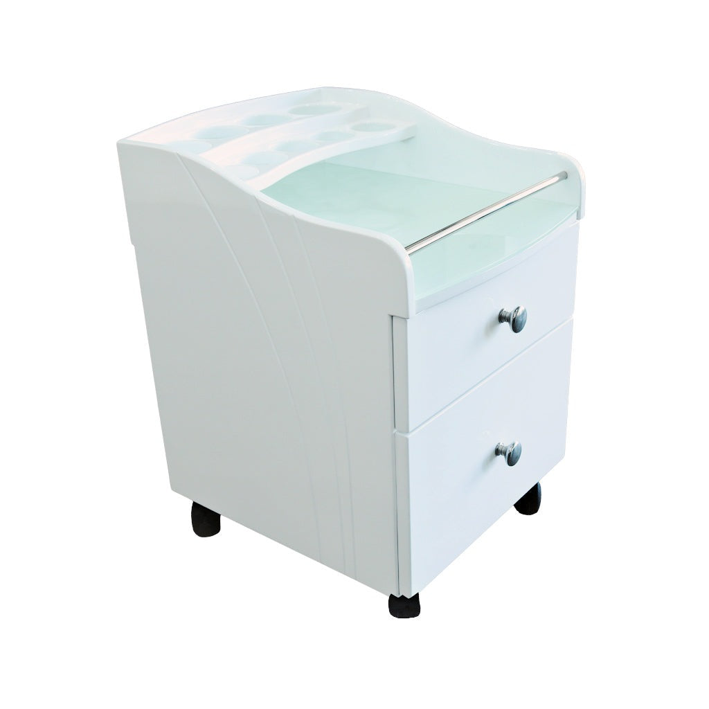 Pedicure Trolley White - AC8S 1 Bar Curved Pedicure Trolley