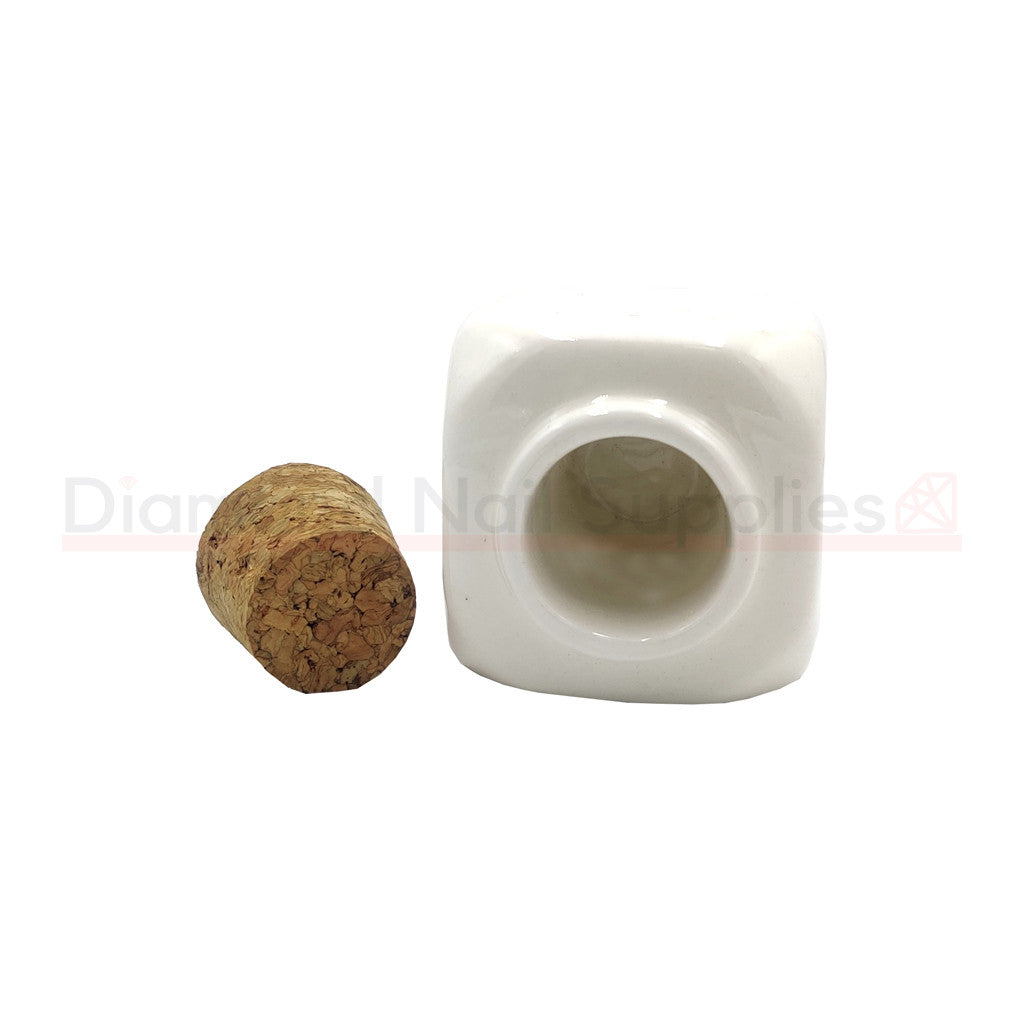 Porcelain Dappen Dish White With Cork Lid Diamond Nail Supplies