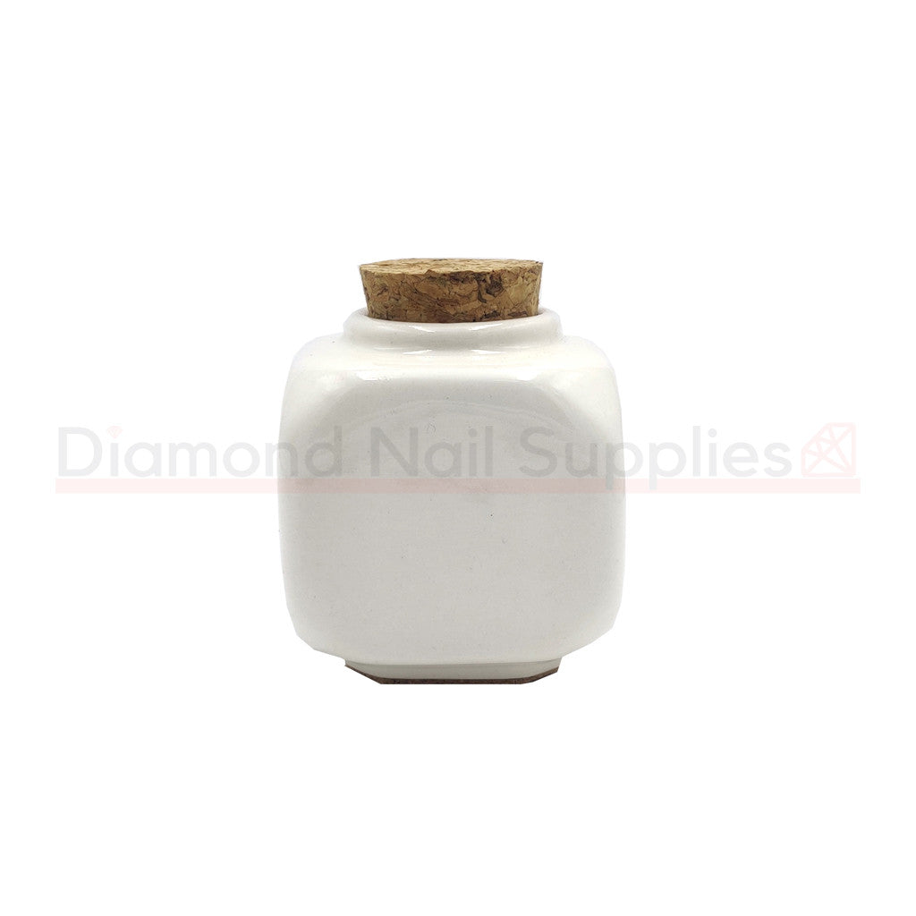 Porcelain Dappen Dish White With Cork Lid Diamond Nail Supplies