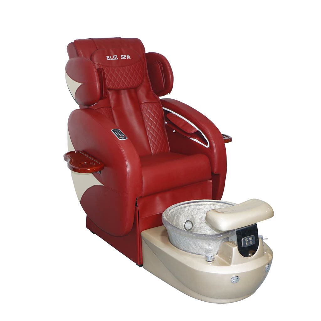 Pedicure Spa Chair - Deluxe (Burgundy | Burgundy | Gold)
