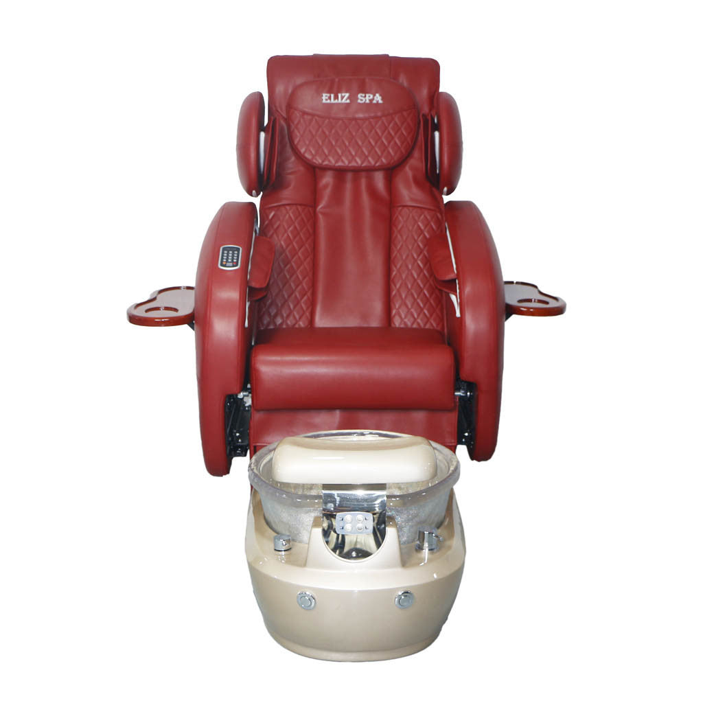 Pedicure Spa Chair - Deluxe (Burgundy | Burgundy | Gold)