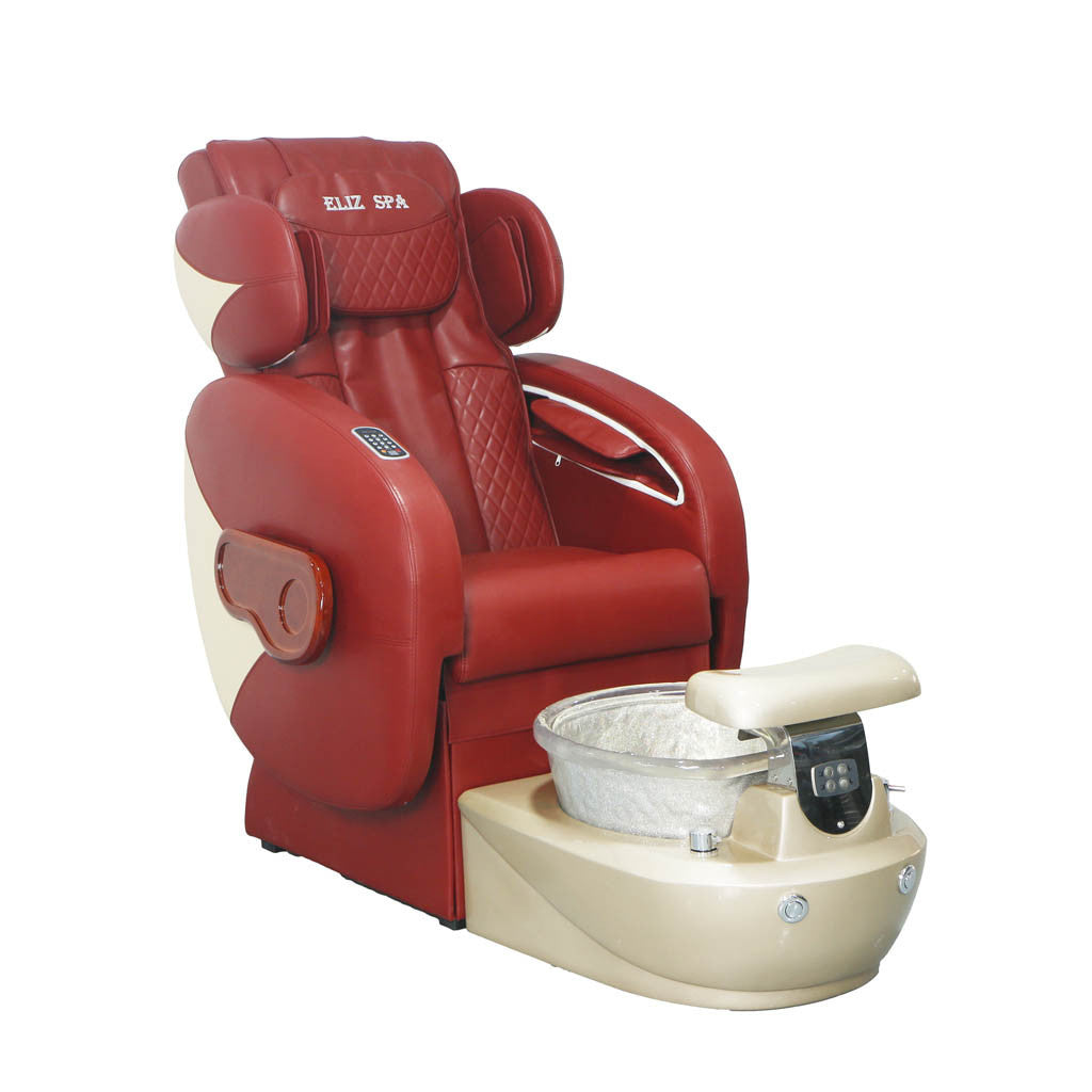 Pedicure Spa Chair - Deluxe (Burgundy | Burgundy | Gold)