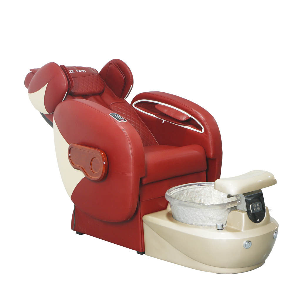 Pedicure Spa Chair - Deluxe (Burgundy | Burgundy | Gold)