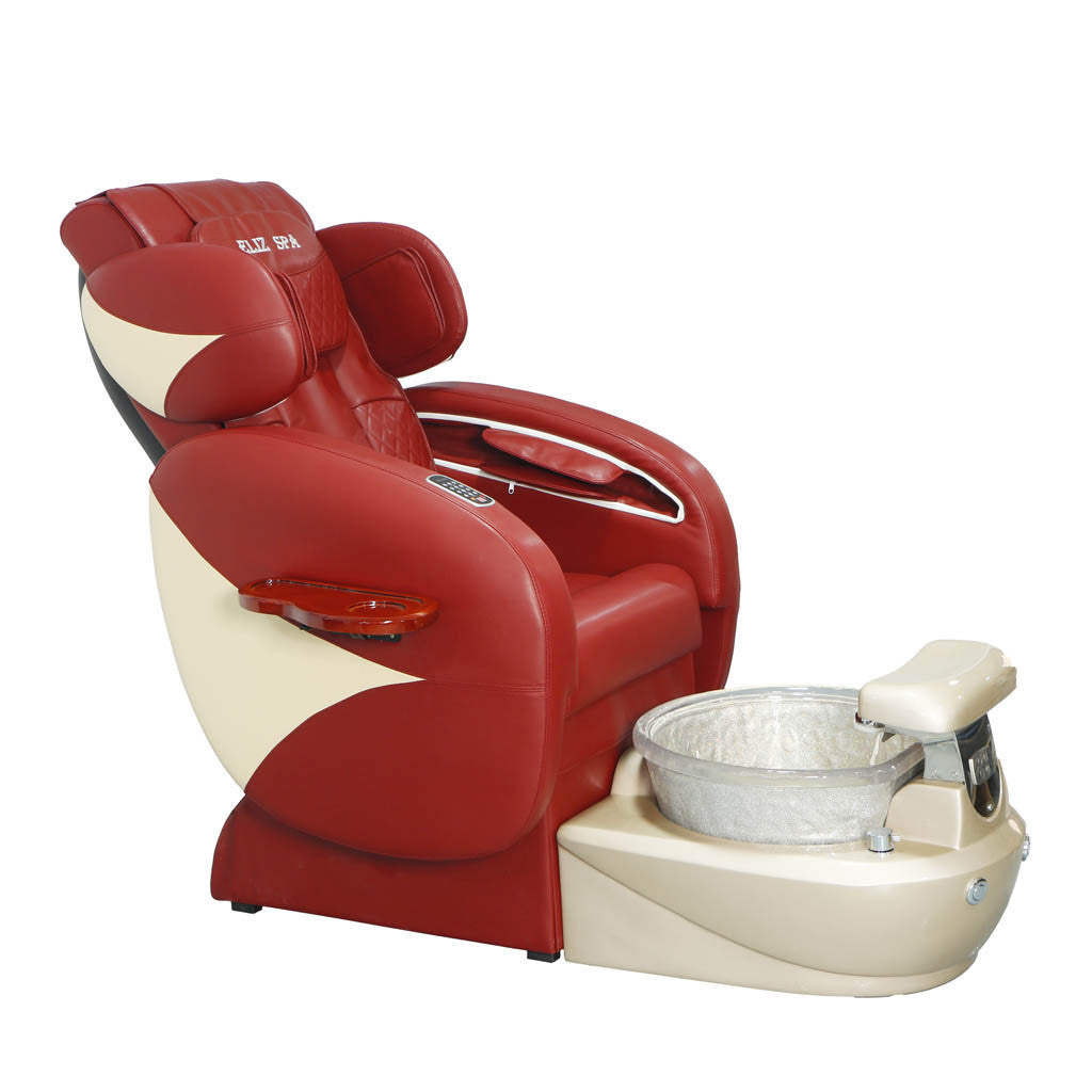 Pedicure Spa Chair - Deluxe (Burgundy | Burgundy | Gold)