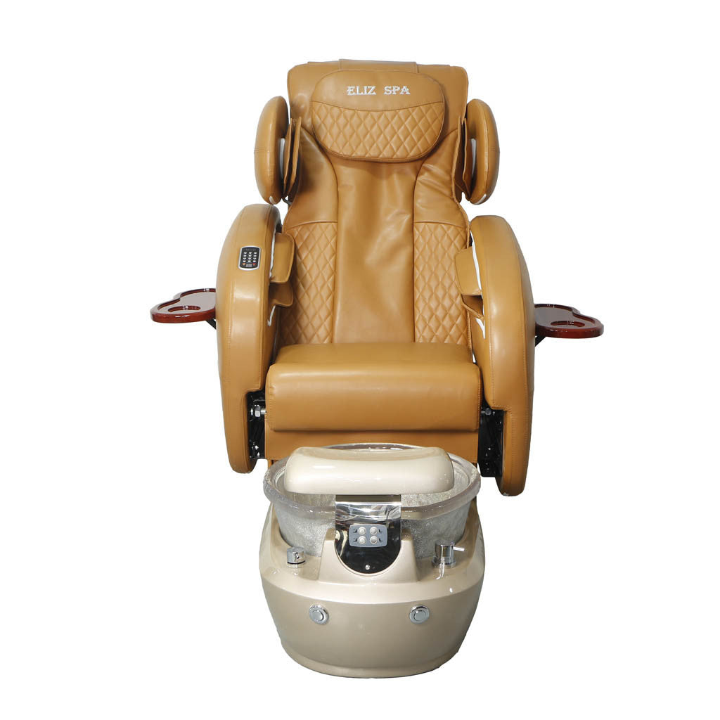 Pedicure Spa Chair - Deluxe (Cappuccino | Cappuccino | Gold)