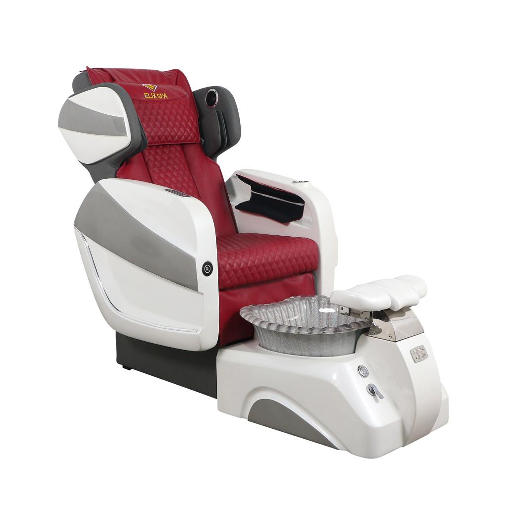 Pedicure Spa Chair - Titus White | Burgundy | White Pedicure Chair