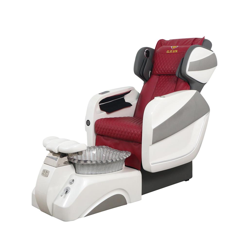 Pedicure Spa Chair - Titus White | Burgundy | White Pedicure Chair