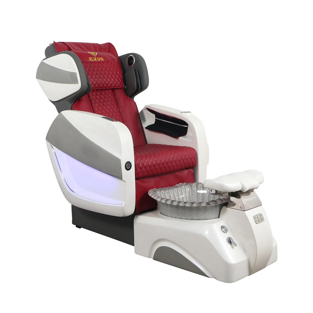Pedicure Spa Chair - Titus White | Burgundy | White Pedicure Chair