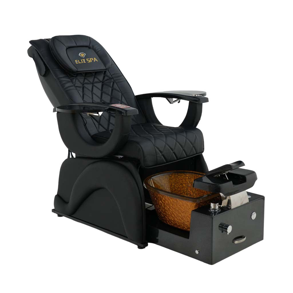 Pedicure Spa Chair - Omega Retractable Black | Black | Black Pedicure Chair