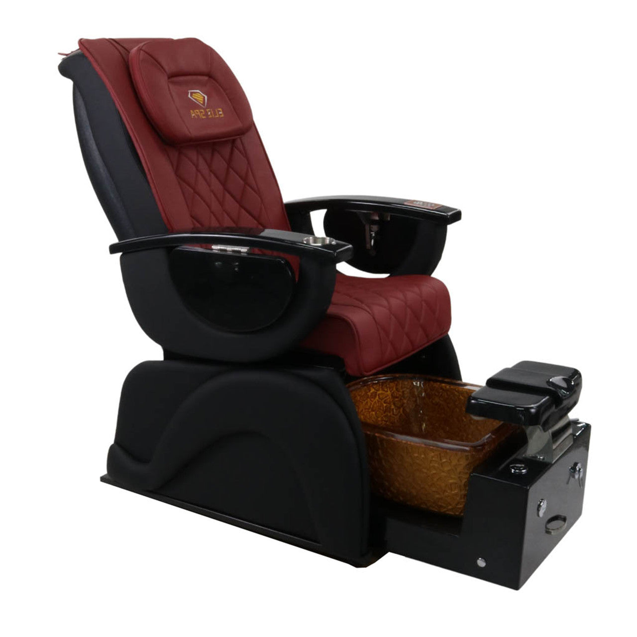 Pedicure Spa Chair - Omega Retractable Black | Burgundy | Black Pedicure Chair