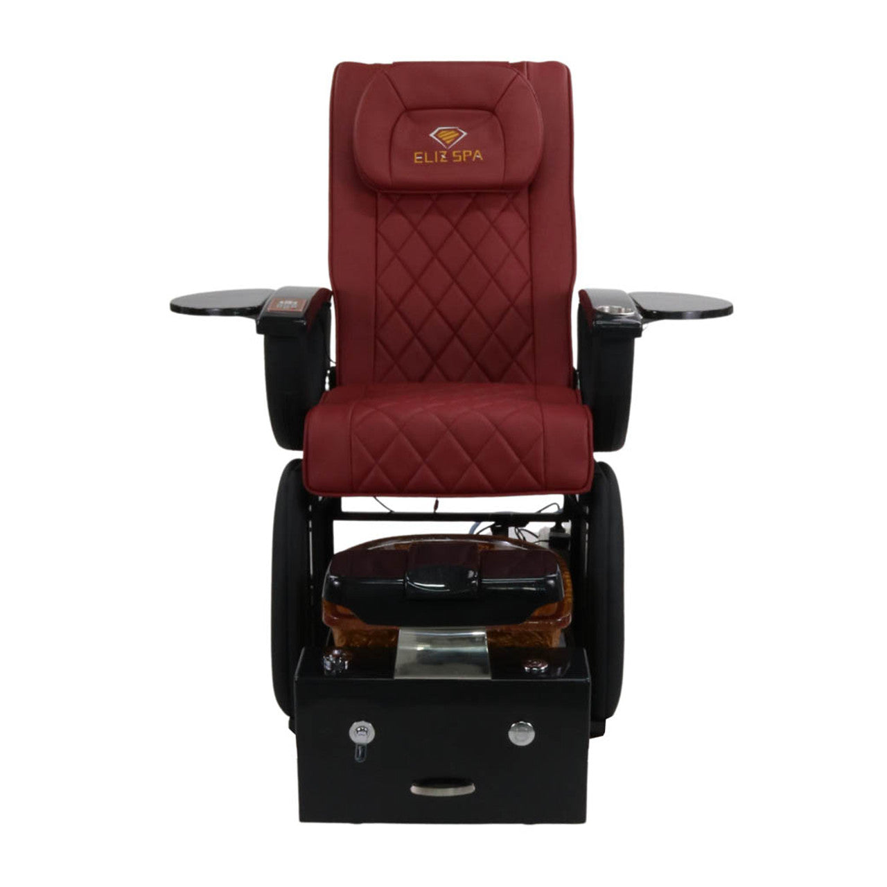 Pedicure Spa Chair - Omega Retractable Black | Burgundy | Black Pedicure Chair